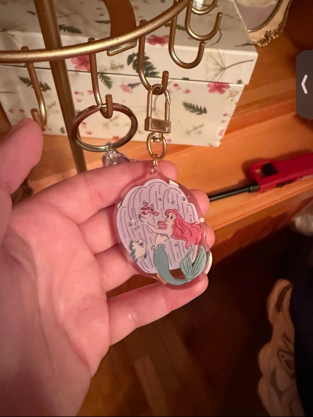 Little Mermaid Acrylic Keychain Charm in Pink & Teal